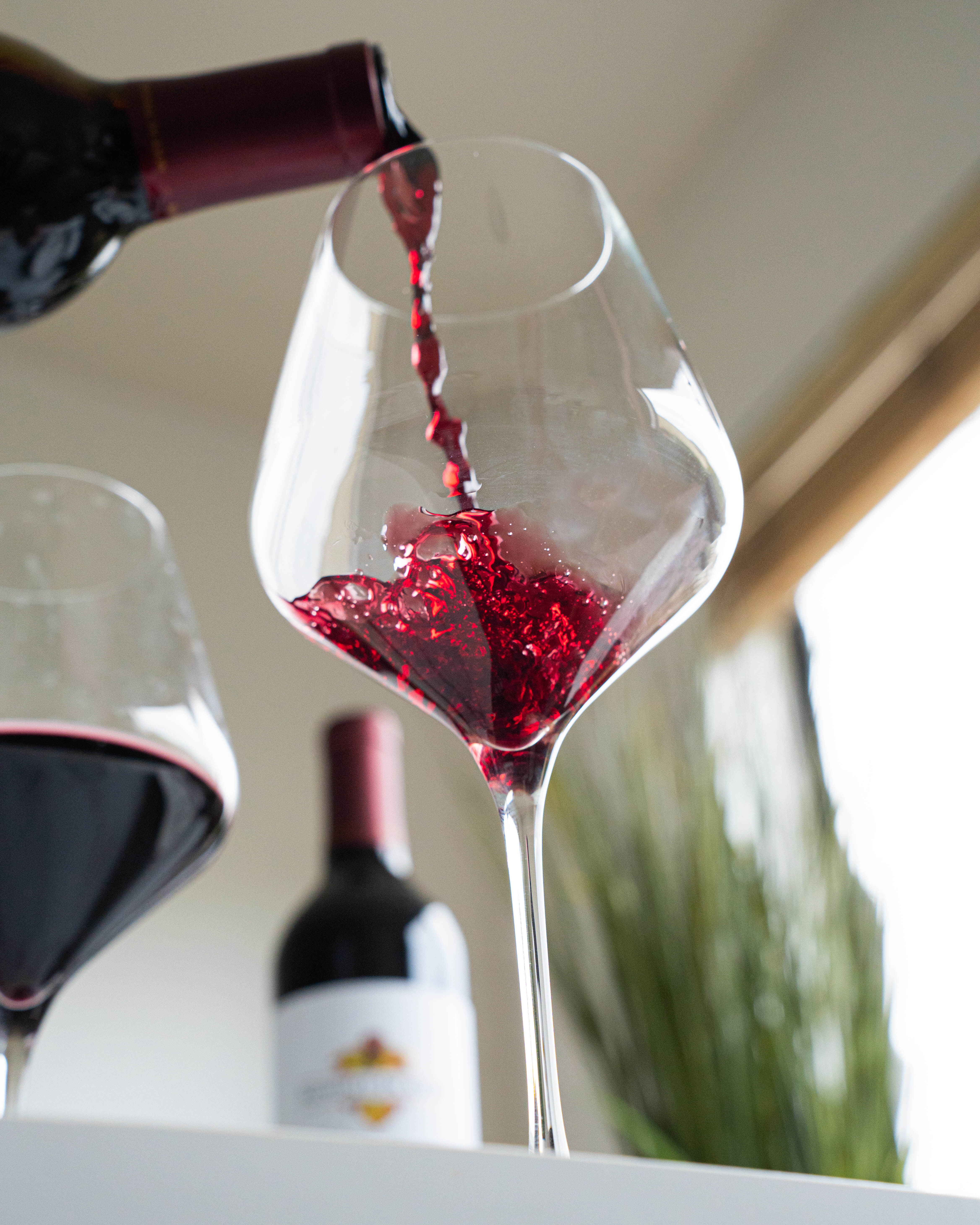 Pouring a bottle of Cabernet Sauvignon